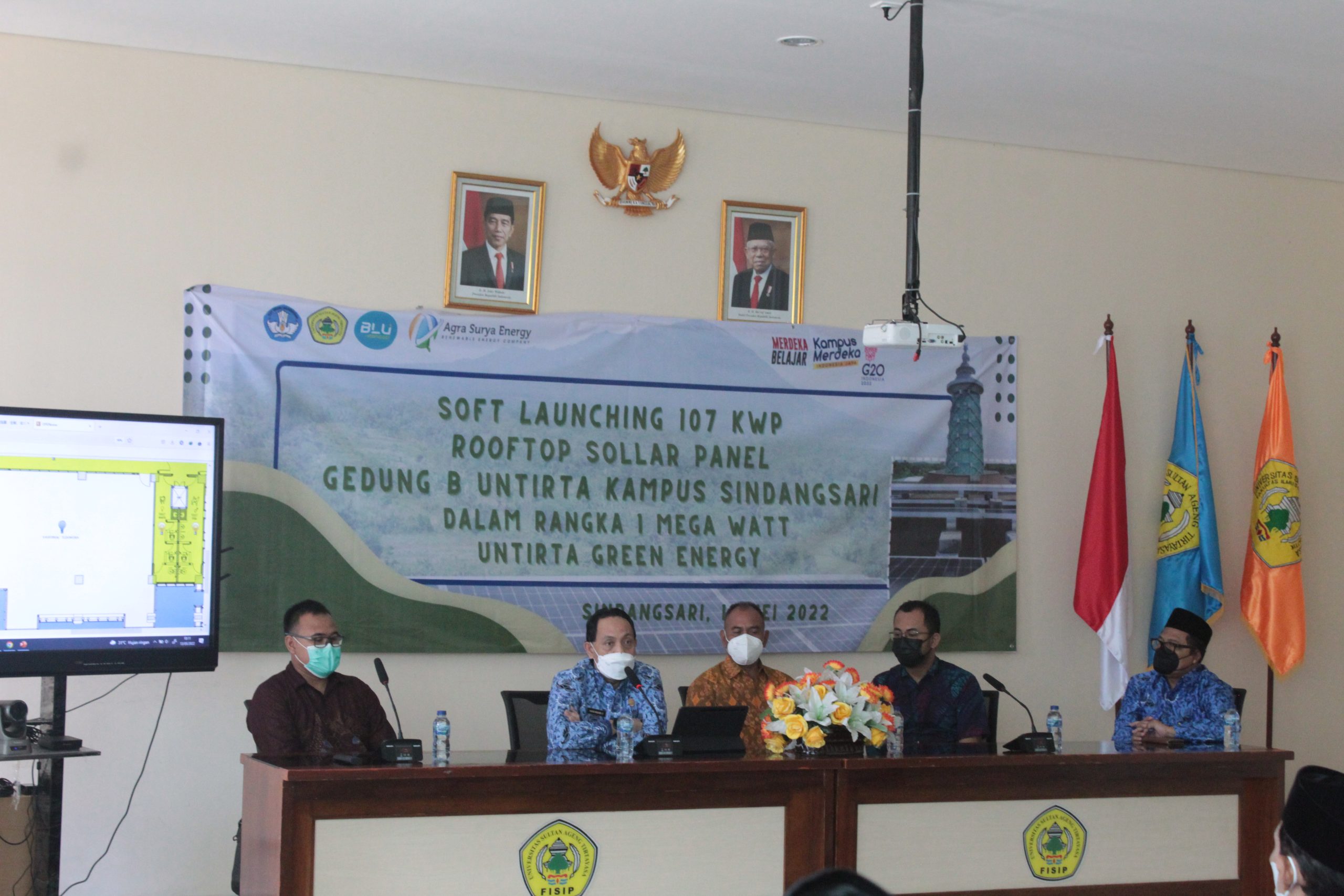 Soft Launching 107 KWP Rooftop Tenaga Surya Kampus Untirta Sindangsari Pabuaran Serang Banten, Jum’at, 13 Mei 2022